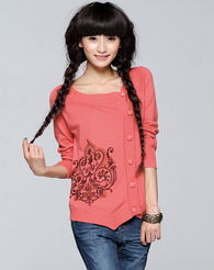 777绣花水红针织毛衣开衫外套231600370447